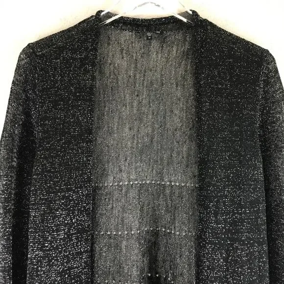 Eileen Fisher Linen Blend Metallic Open Front Sheer Cardigan Lagenlook Size M - Picture 4 of 10